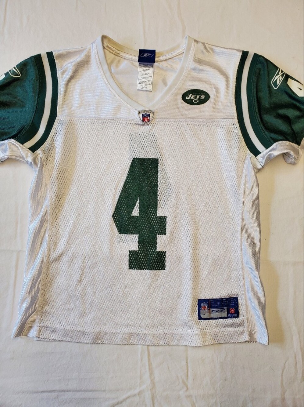 Reebok Brett Favre New York Jets #4 Jersey White Womens M NFL Equipment 2008